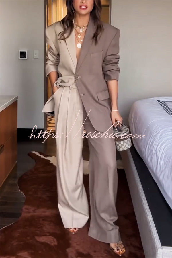 Caitlin™ | Stretch Slit Blazer and Wide-Leg Pants Set