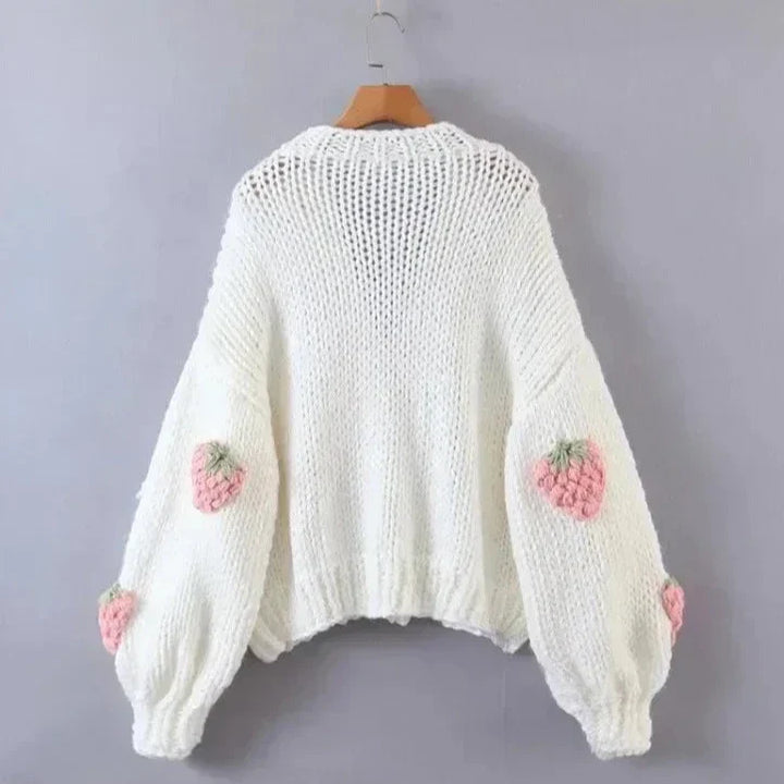 Arya™ | Knitted Strawberry Cardigan