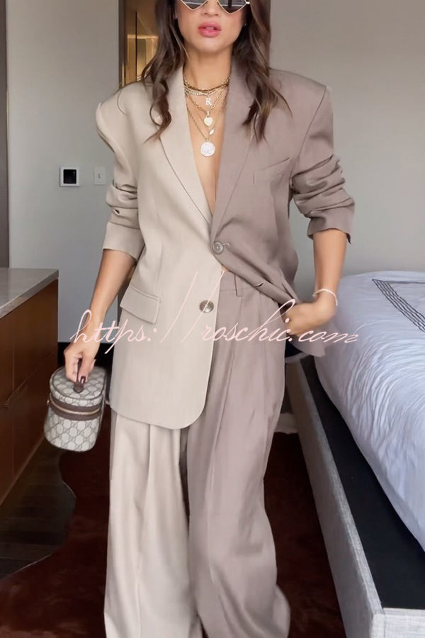 Caitlin™ | Stretch Slit Blazer and Wide-Leg Pants Set